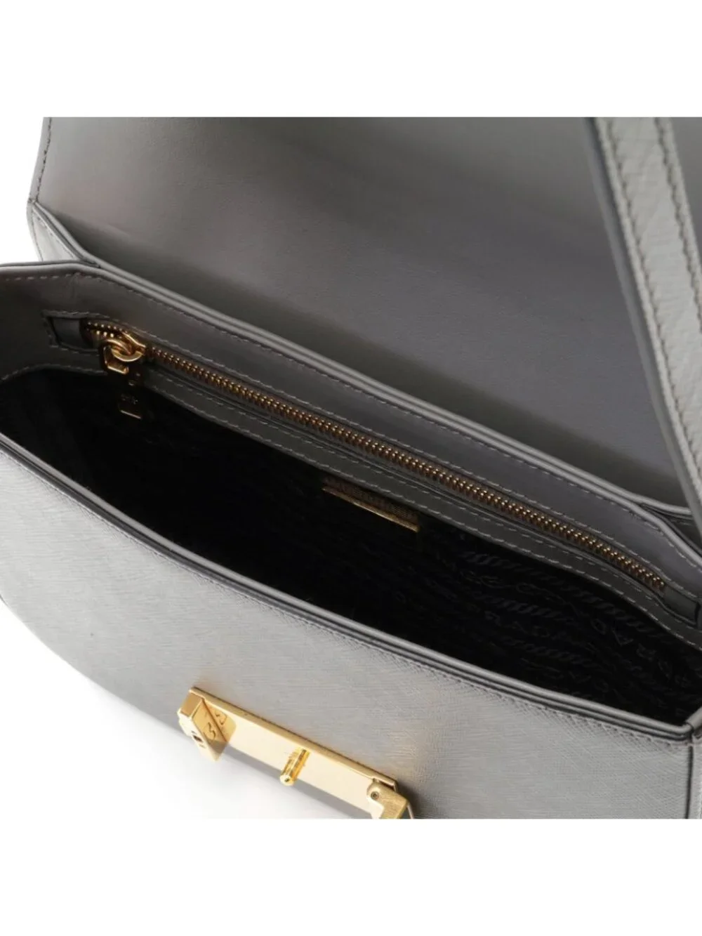 Prada Shoulder Bag Saffiano Leather Gray